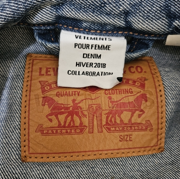 Levis Vetements Pour Femme Denim Hiver 2018 Collaboration Jean Jacket - Picture 2 of 13